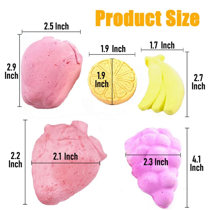 Hamiledyi 5 Pcs Chinchilla Lava Blocks Fruit Shaped Rabbit Chew Toys Bunny Lava Teeth Grinding Square Stone Small Animal Mineral Calcium Stone for Hamsters Rabbit Chinchillas Squirrel Mouse Rat Parrot - Image 5
